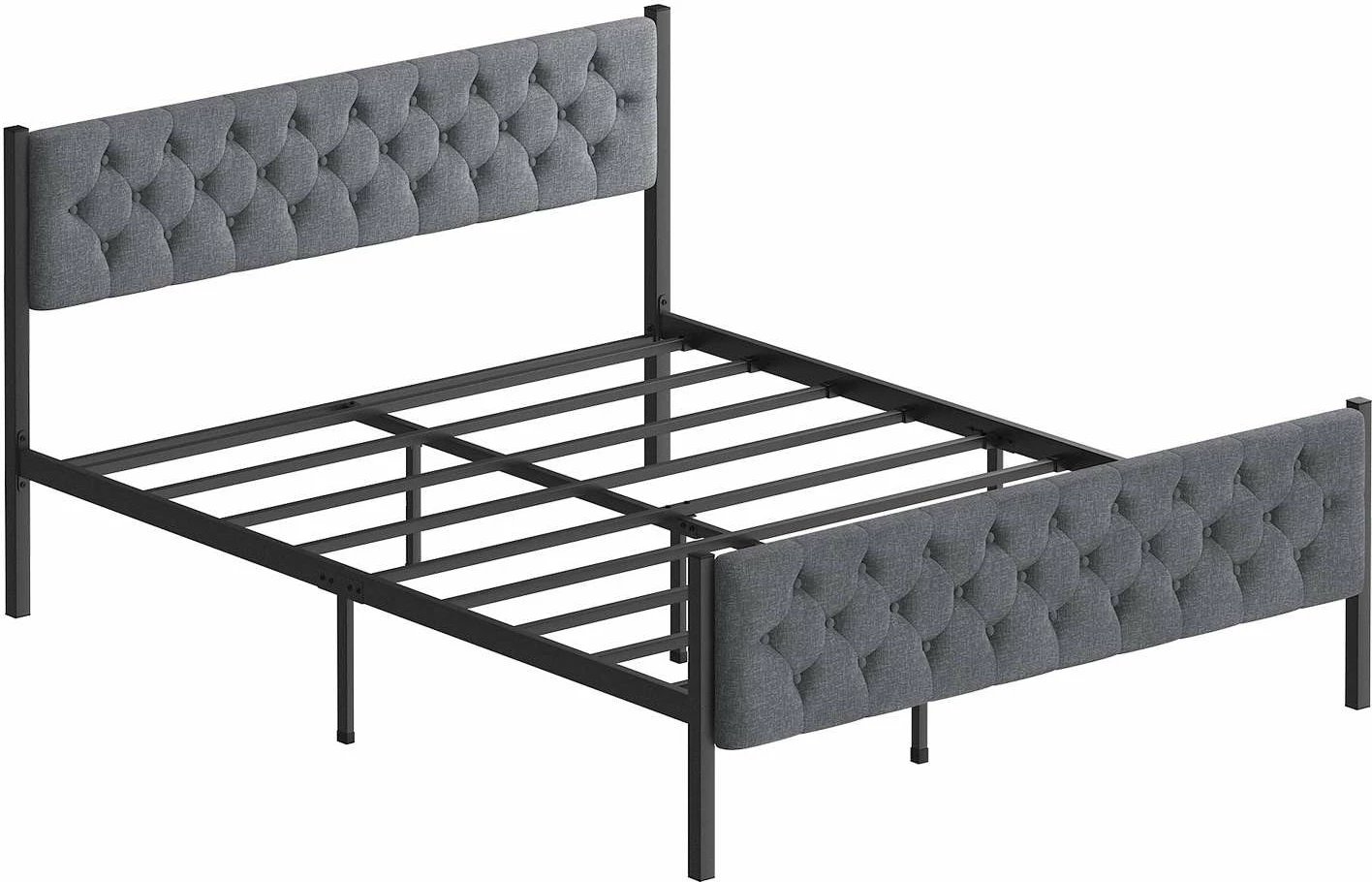 Krevat dopio, metal, ngjyrë gri, Skye Decor, 140x190cm