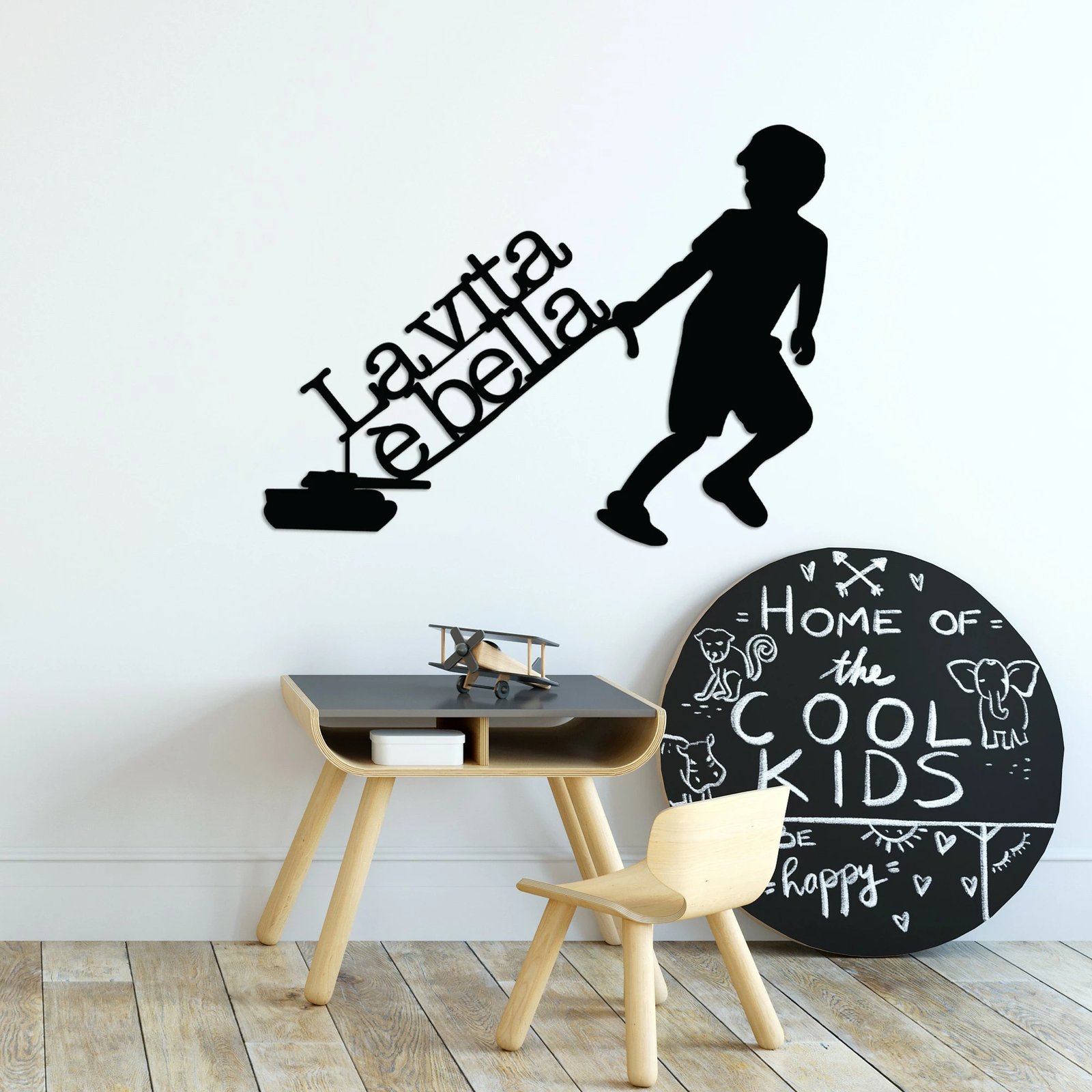 Aksesor dekorativ metalik për mur, Vita E Bella 2, ngjyrë e zezë, Wallity, 56x42cm