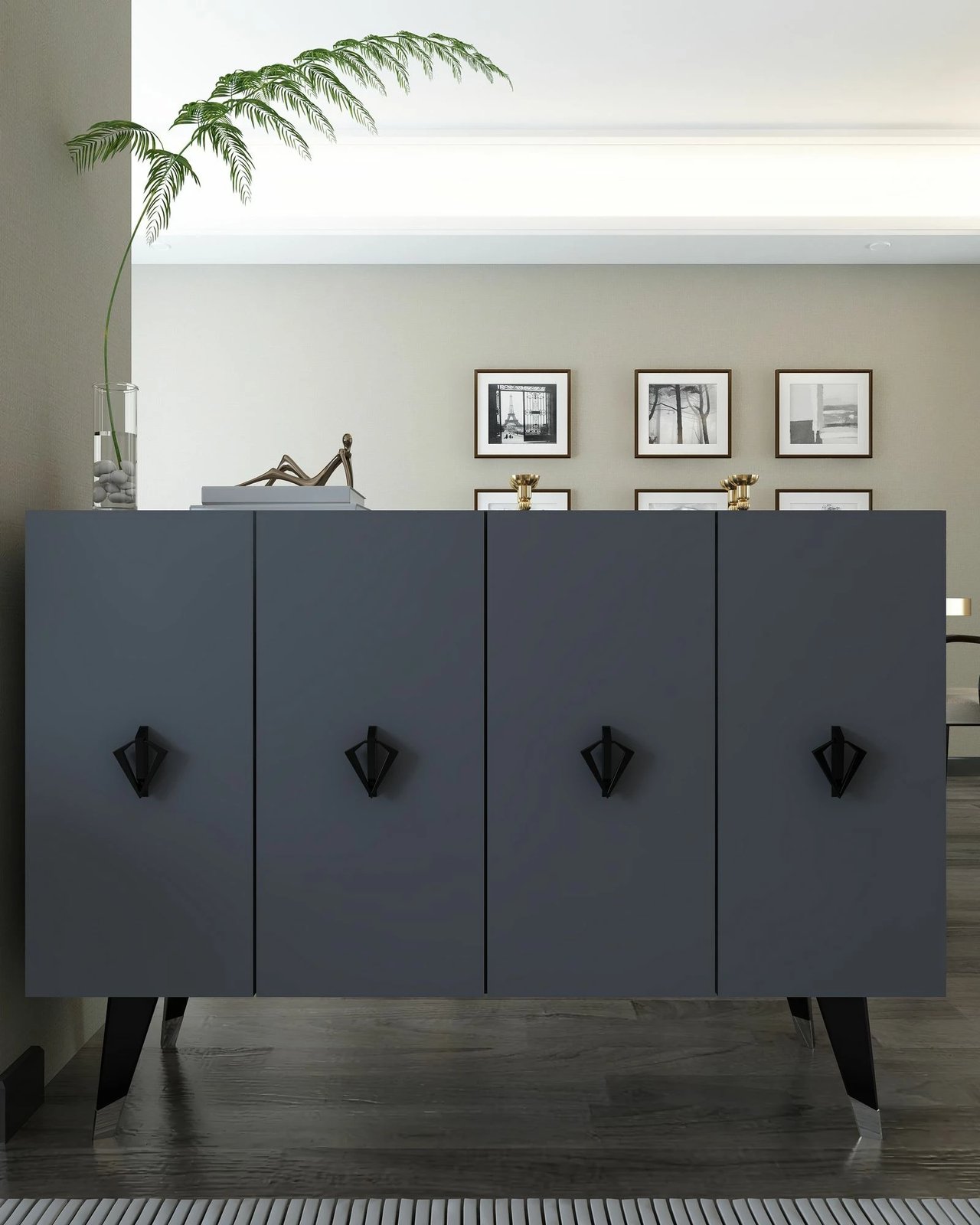 Konsol Skye Decor, anthracite, e zezë, argjend, 8166KM-32