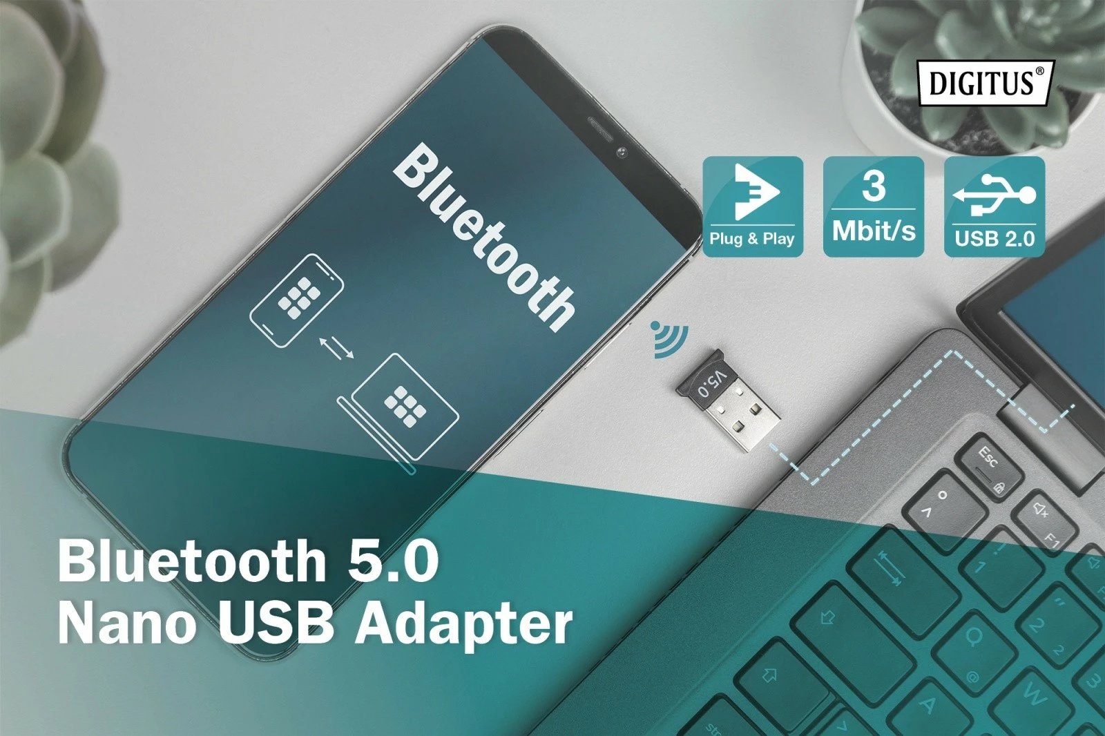 Adapter Bluetooth Digitus DN-30211, USB, V5.0, i zi