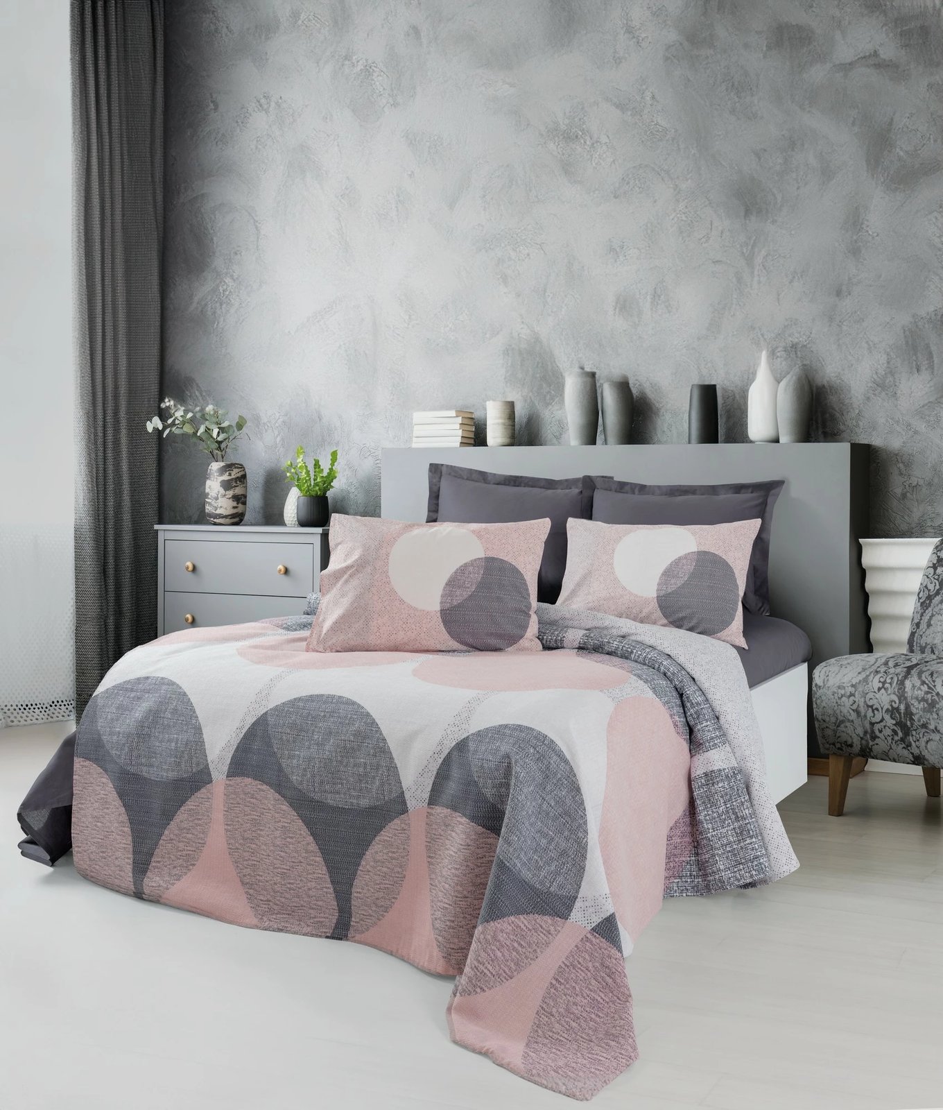 Batanije pique single, ngjyrë gri, Leron, 160x230cm