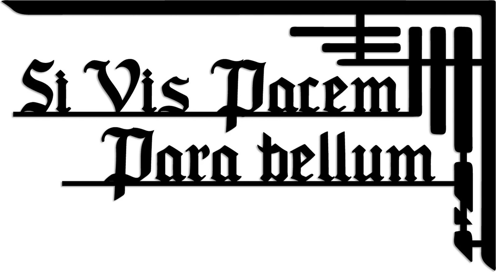 Aksesor dekorativ metalik për mur, Wallity, Si Vis Pacem 1, ngjyrë e zezë, 60x33cm