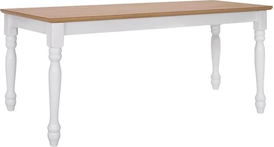 Stol për tavolinë ngrënieje, sedilje natyrale, kornizë e bardhë, FH8281, 120x40x46 cm