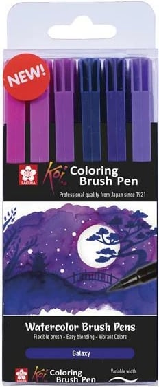 Markerë brush TALENS Sakura Koi Galaxy, set prej 6 copë, Ngjyrë Vjollcë