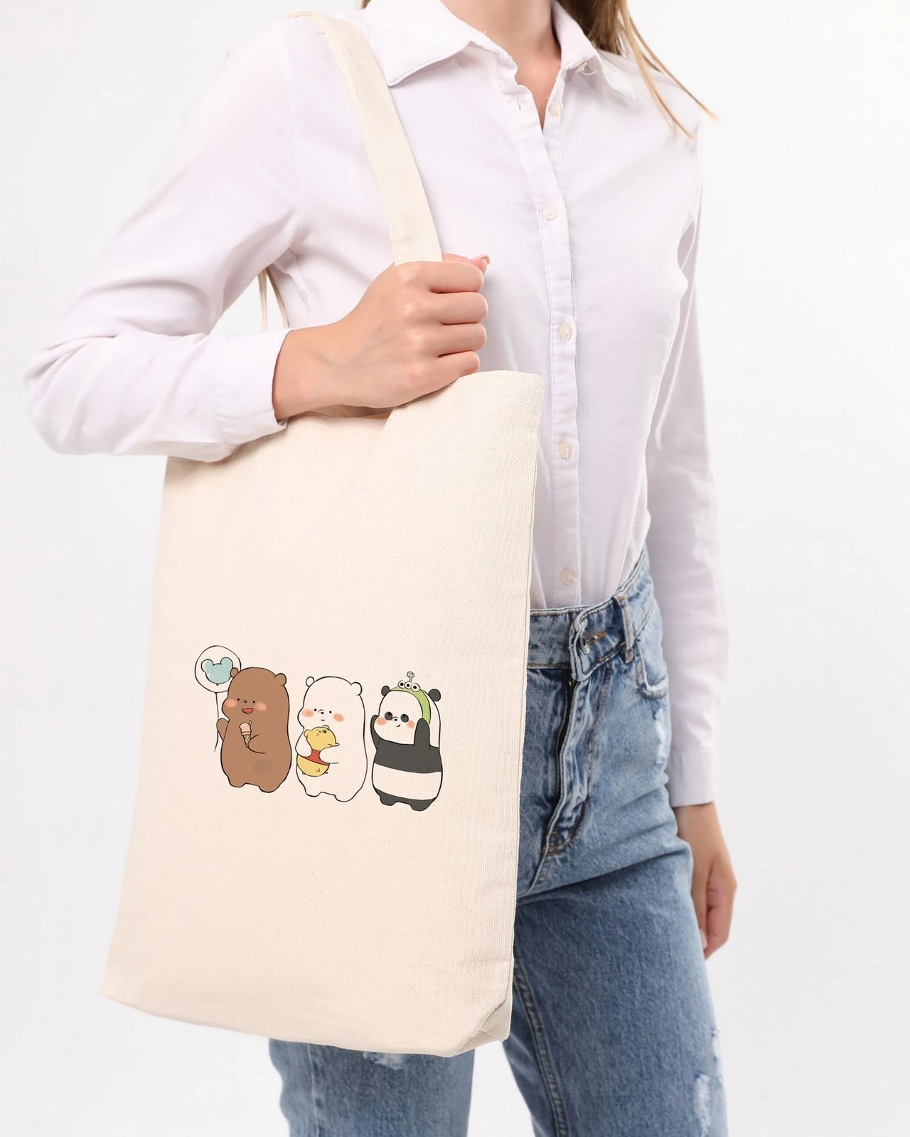 Torbë tote Zoozie Bags, krem, 35x40x8cm