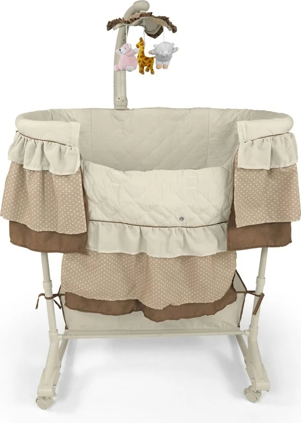 Djep multifunksional Milly Mally Sweet Melody, lartësi e rregullueshme, karusel me melodi dhe dritë, telekomandë, bezhë