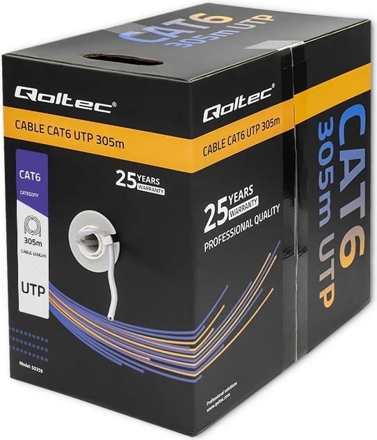 Kabllo rrjeti Qoltec 50359, CAT6, 305m, gri