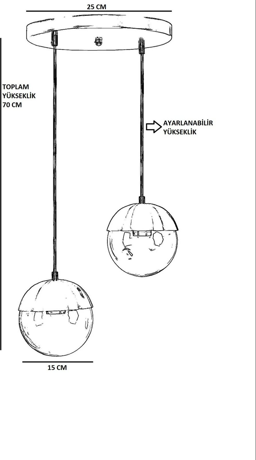 Llambë tavani Opviq, dy sfera, ngjyrë gri e errët, xham