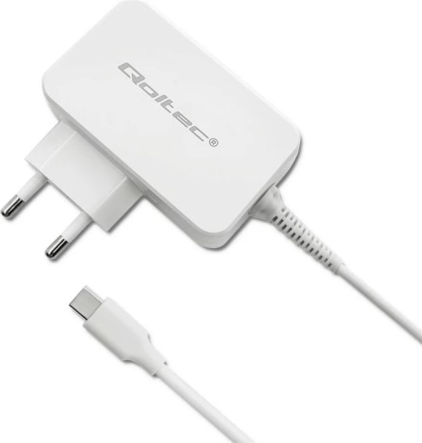 Karikues Qoltec 65W, USB Type-C, Power Delivery, i bardhë
