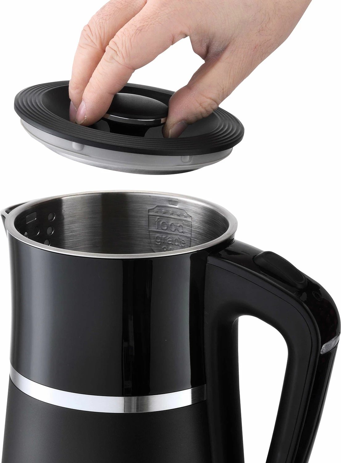 Zierëse uji elektrike, Elit, ELEGANCE 1.7B, 1.7L 1850-2200W, mur i dyfishtë inox, bazë 360°, e zezë