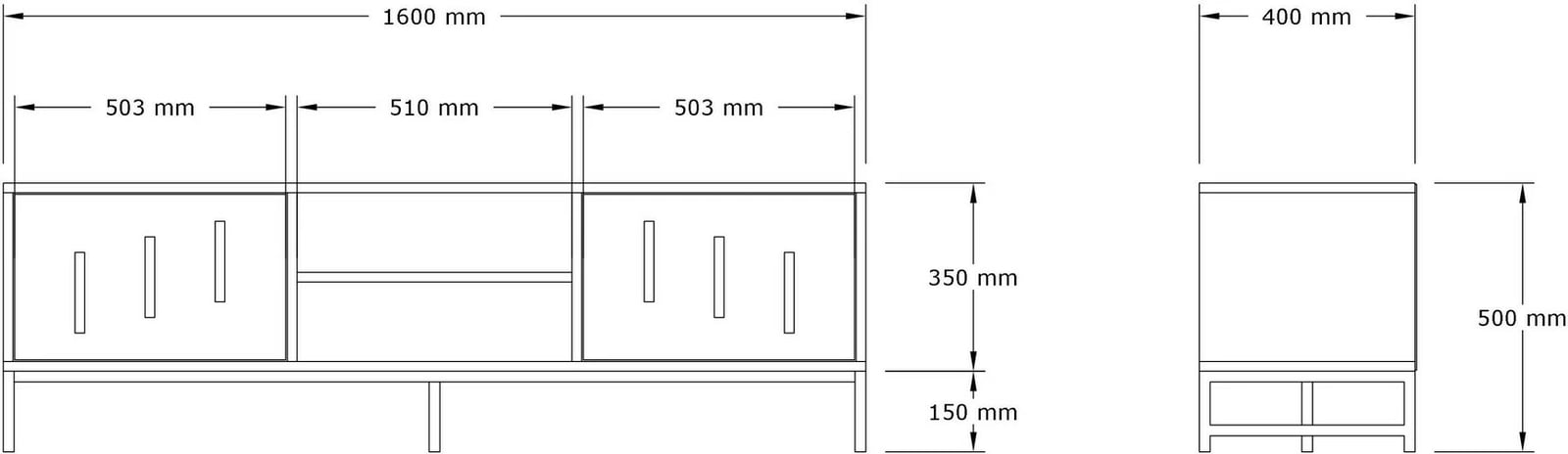 Komodë për TV Hanah Home, formë e bardhë