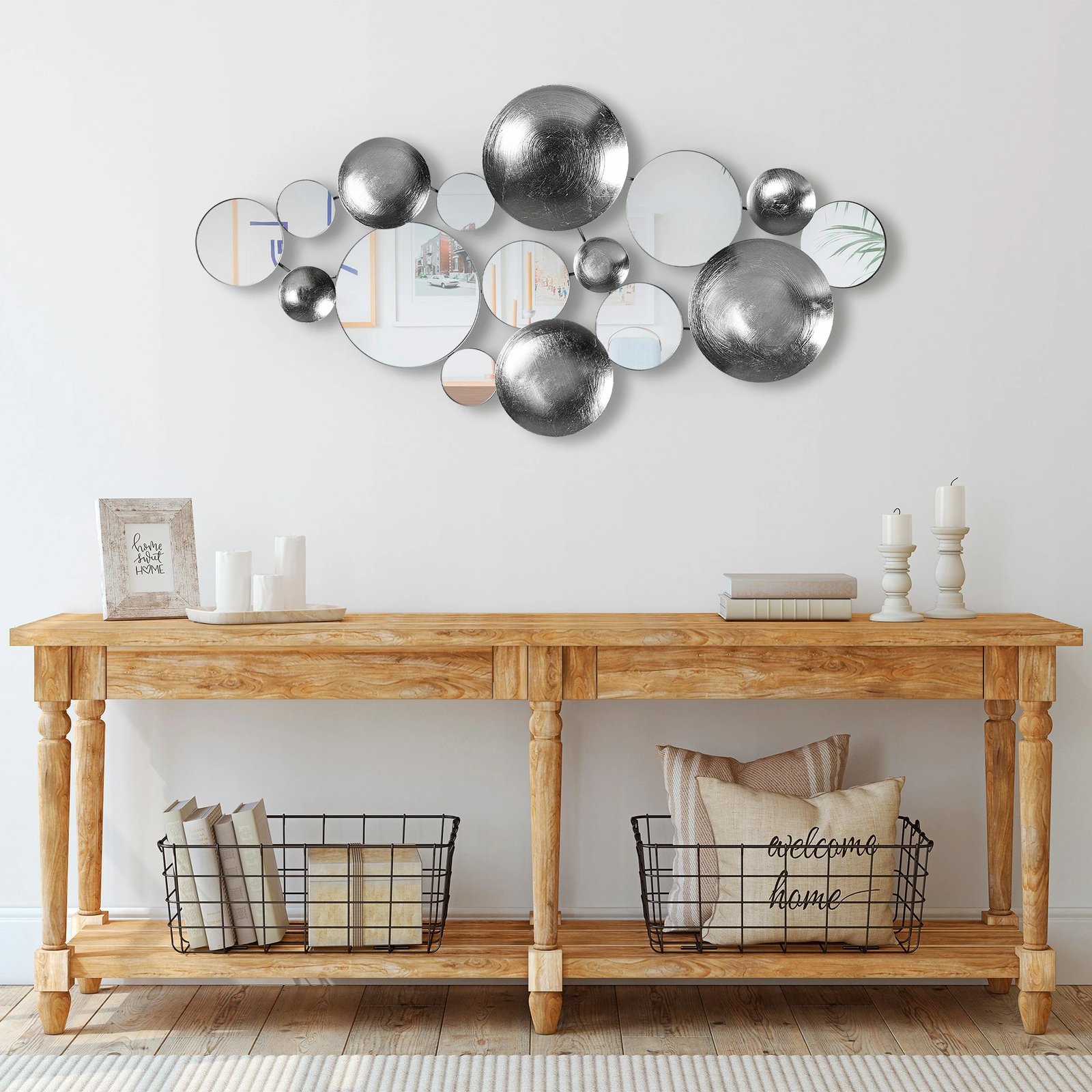 Aksesor dekorativ metalik për mur Wallity, Infinity - 3, shumëngjyrësh