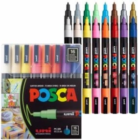 UNI-MARKER SET POSCA pc-5m BASIC COLORS 16/1