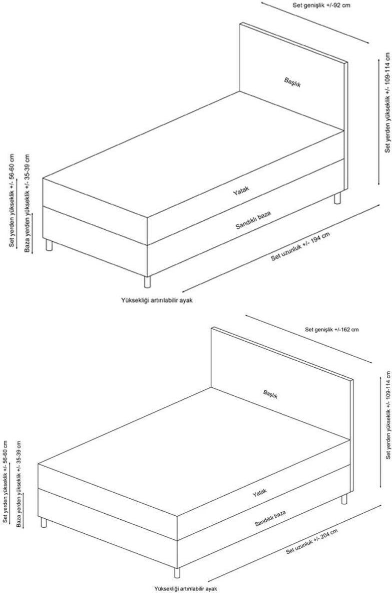 Baze dhe shtrat dopio me taban, ngjyrë antracit, Skye Decor, Vitalia, 150x200cm