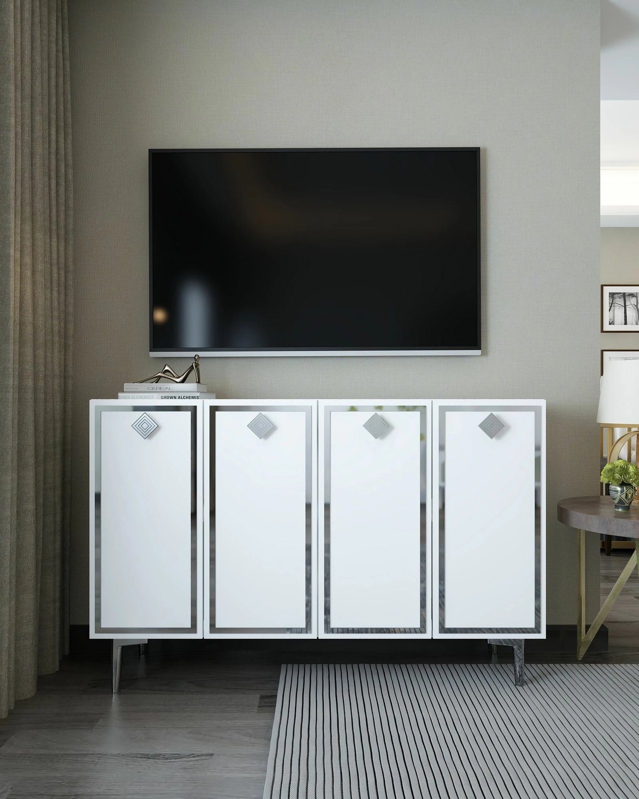 Konsol Skye Decor, 8159KM-1, e bardhë, argjend