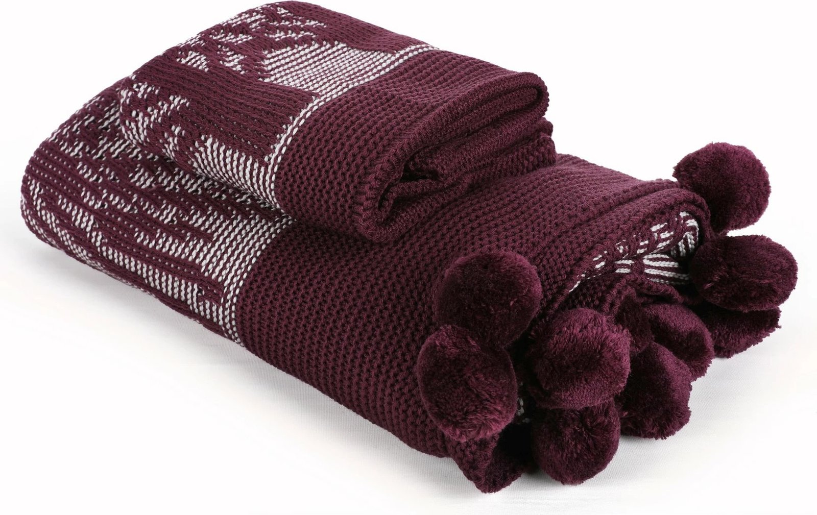 Set batanije trikot për një person, Ponpon Tree, ngjyrë e kuqe e thellë (claret red)