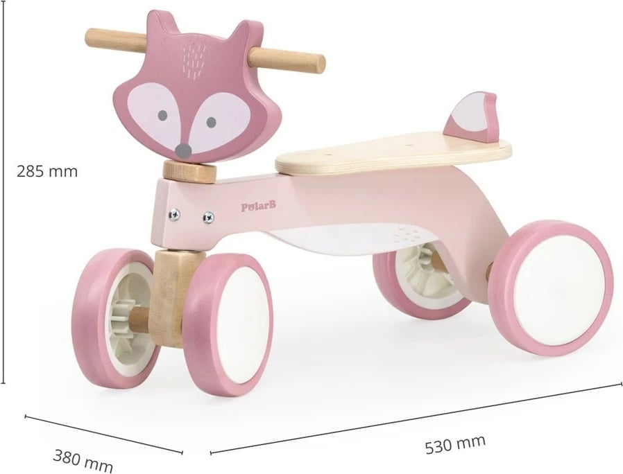 Ride-on druri me 4 rrota, Viga PolarB 44239, bllokim drejtimi, goma EVA, për 12m+, dizajn dhelpër, rozë