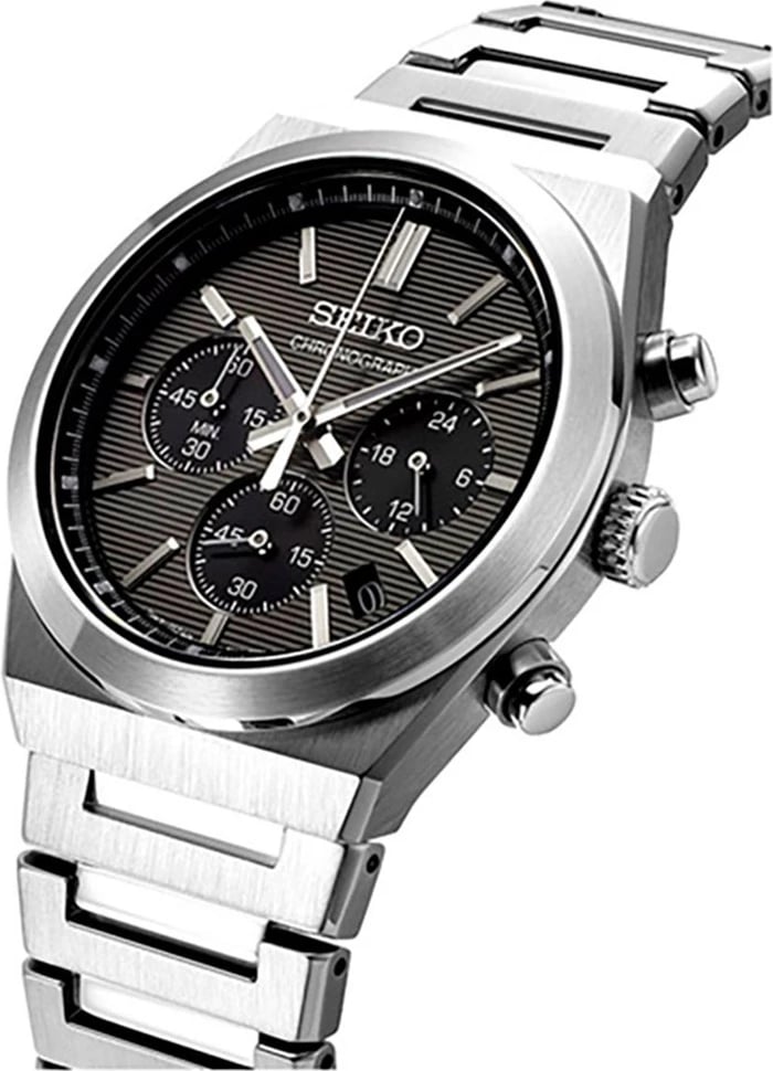 Orë dore SEIKO SSB455P1 për meshkuj, e argjendtë