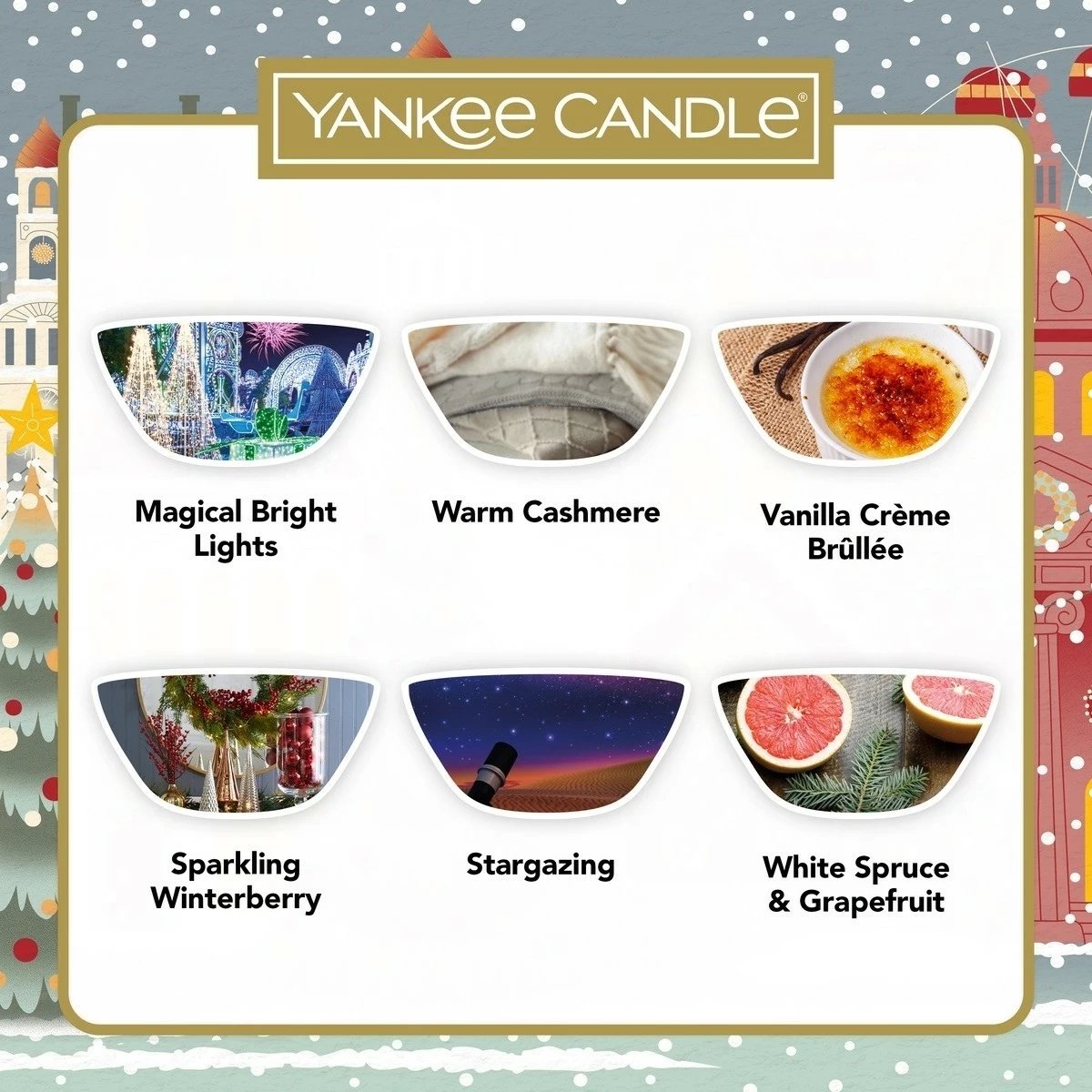 Set Yankee Candle Passport To The Holidays, kominek, 1 tealight, 12 woskë, e bardhë