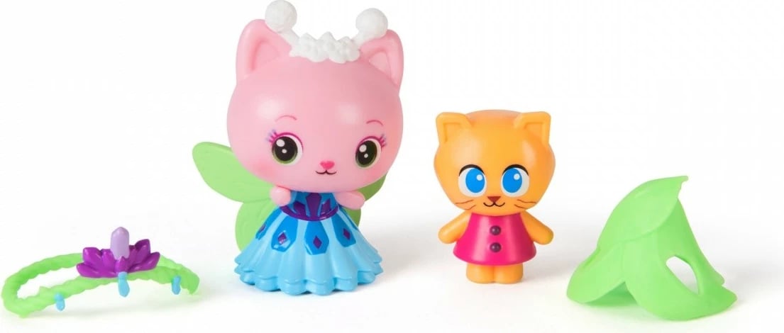 set figurina, Spin Master Gabby’s Dollhouse 6074330, Queen Kitty Fairy & Kitty Gnome, 2 copë, 5 cm, plastikë, Garden