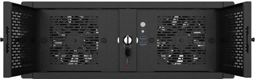 Kasë serveri Lanberg SC01-5204-12B, 4U, për rack 19", ATX/ITX/Micro ATX/SSI-CEB, 13 slote disqesh, 5 ventilatorë, e zezë/çelik