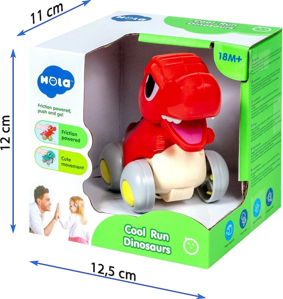 Lodër dinosauri me rrota Smily Play E7968B, plastikë, krem/gri/e kuqe/e verdhë