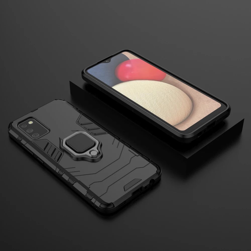 Mbështjellës Hurtel Ring Armor për Samsung Galaxy A03s, me dorezë magnetike, i zi