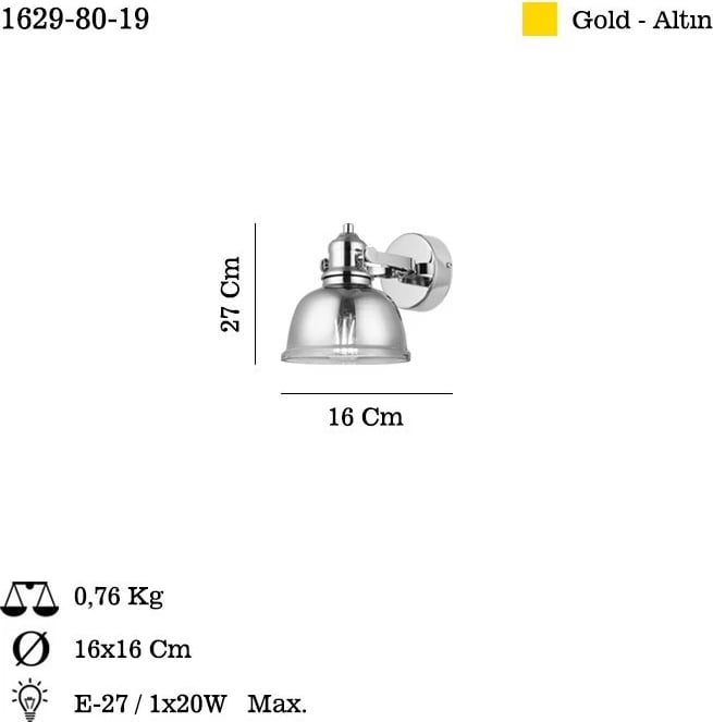Llambë muri Opviq, Mago - 80-19, ngjyrë llak antik
