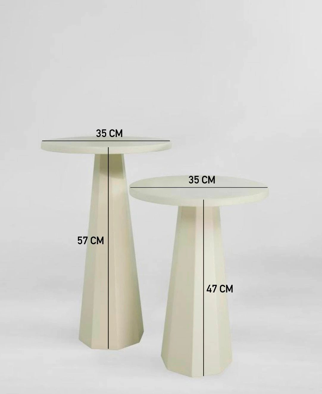 Set tavolinash anësore Skye Decor, Lilyum (57 + 47), krem