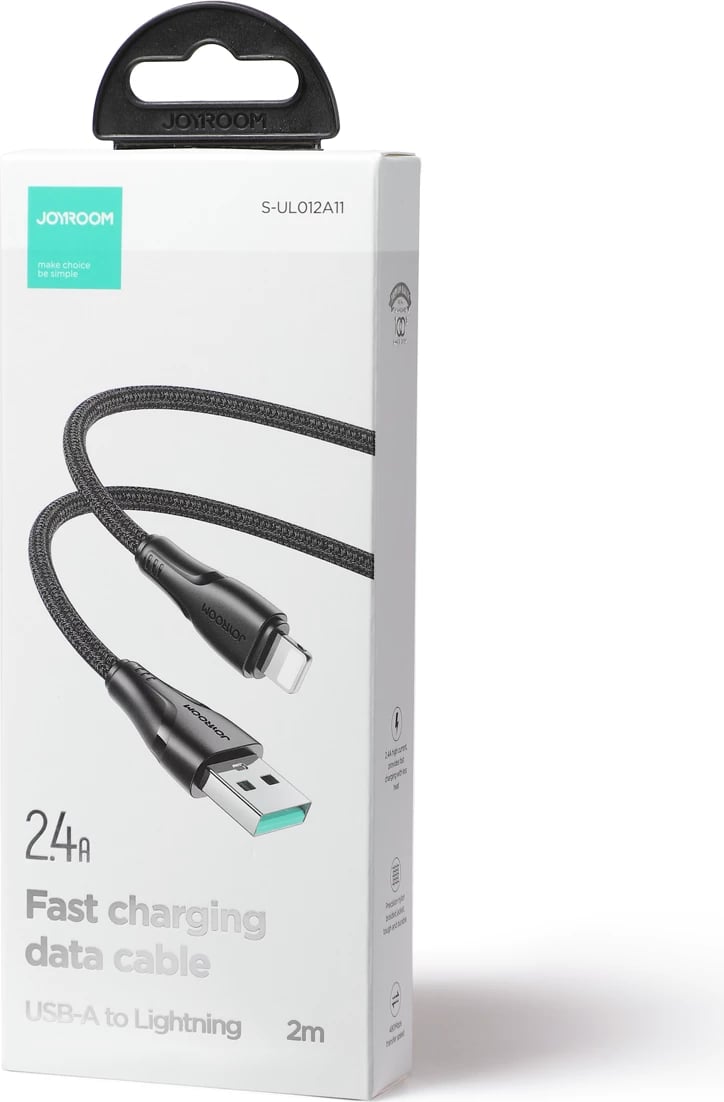 Kabllo Joyroom Surpass Series A11, USB-A në Lightning, 2m, 2.4A, e zezë