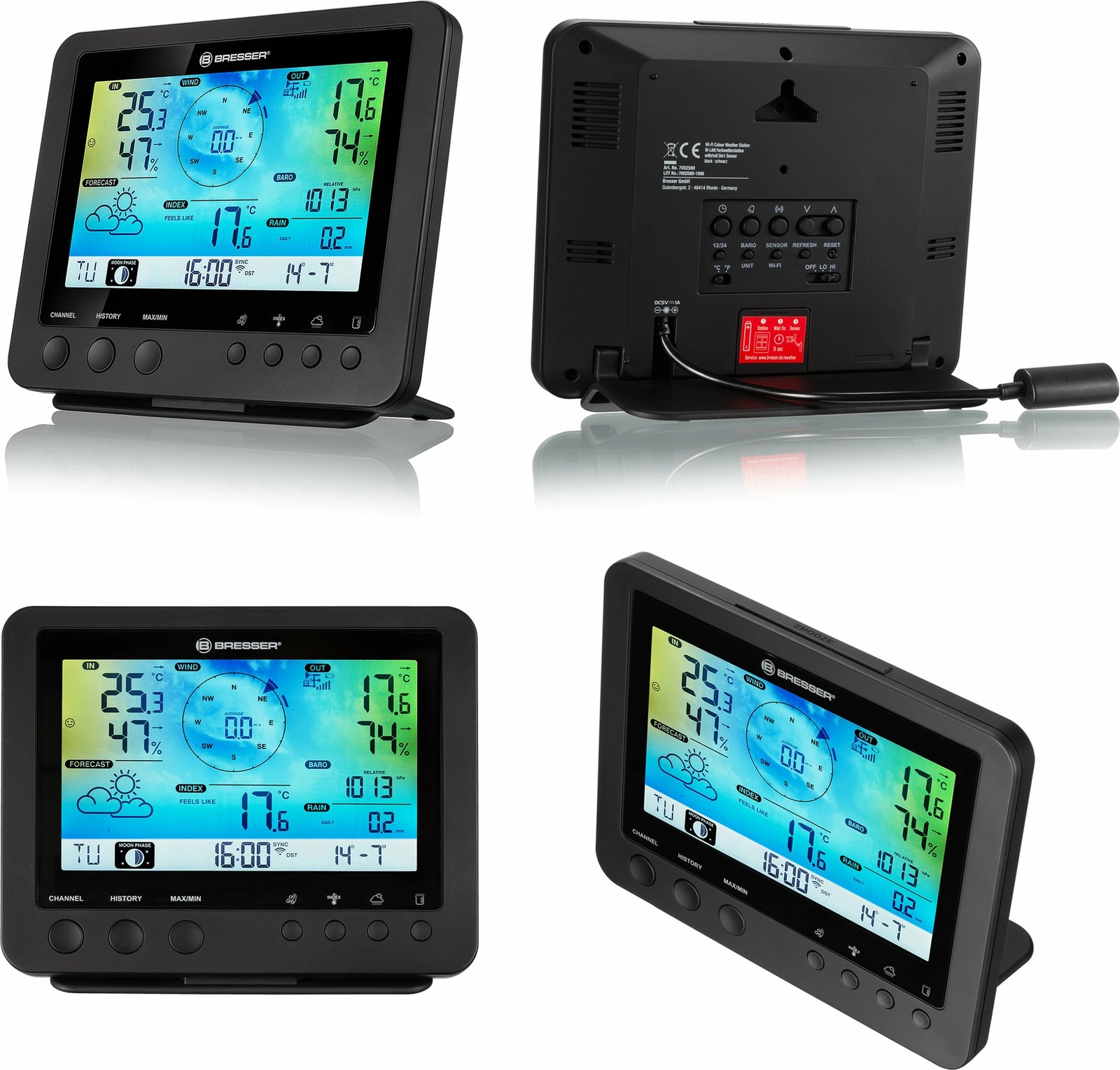 Stacion moti Bresser Wetter Center 5-in-1, WLAN, sensorë profesional, ekran me ngjyra Stacion moti Bresser Wetter Center 5-in-1, WLAN, sensorë profesional, ekran me ngjyra