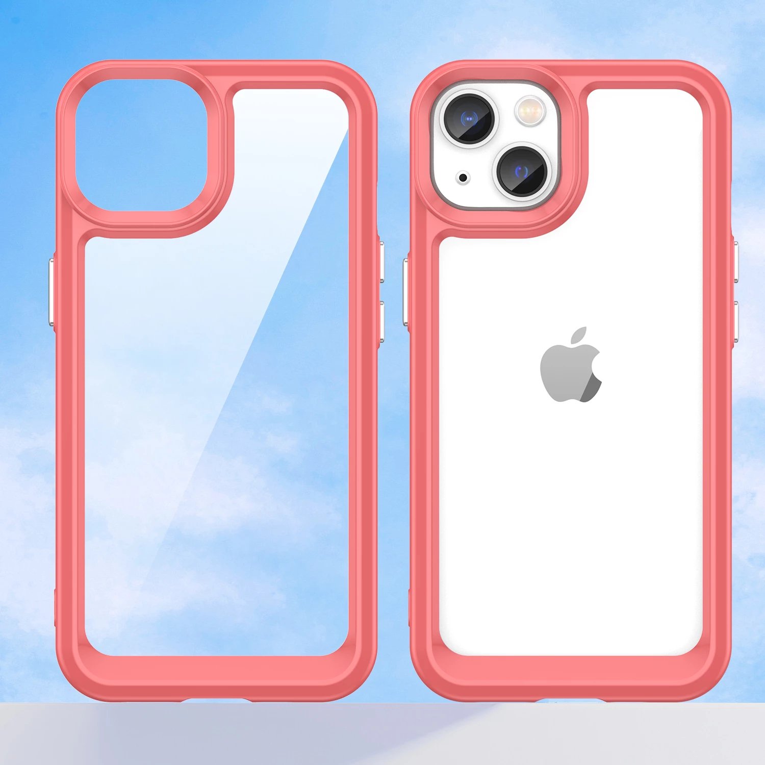Mbështjellës Hurtel Outer Space Case për iPhone 14 Plus, hard cover me kornizë xheli, Kuqe