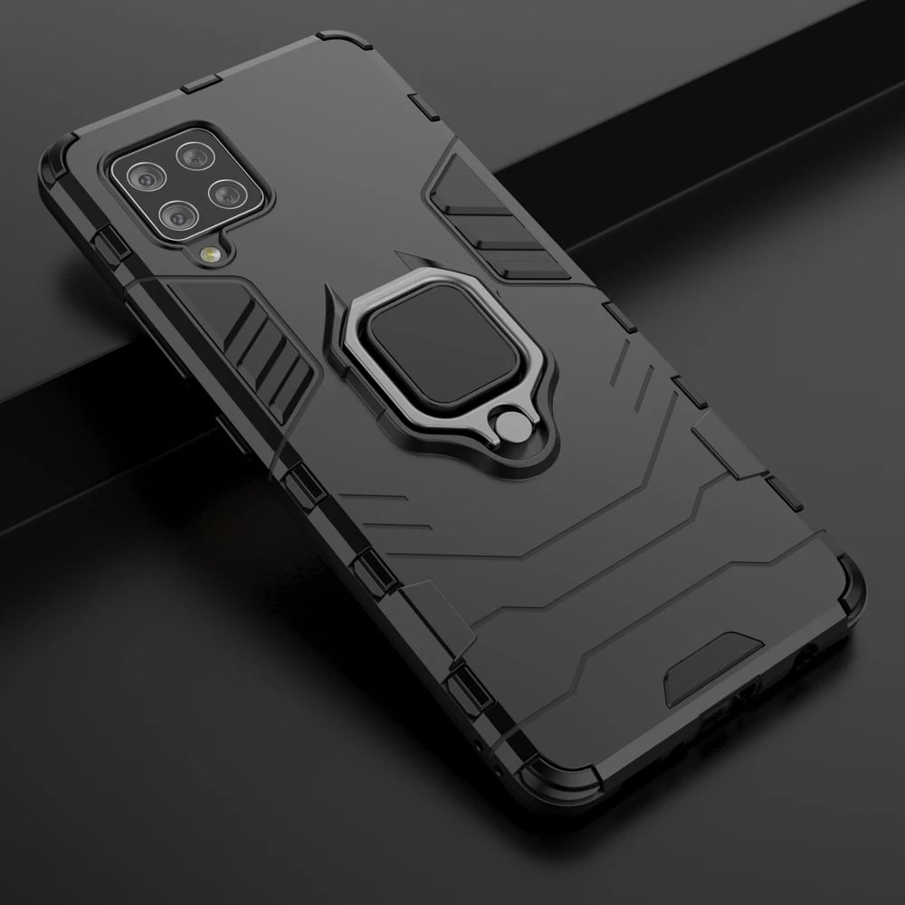 Mbështjellës Hurtel Ring Armor për Samsung Galaxy A42 5G, me mbajtëse unaze, i zi