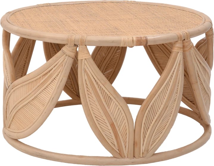 Tavolinë kafeje Siderty, ngjyrë natyrale, rattan, D80x45cm