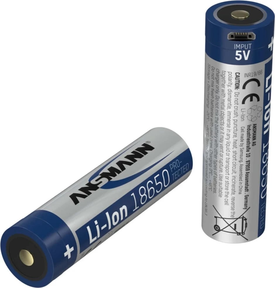 Bateri rikarikueshme ANSMANN 18650, 3400 mAh, Li-Ion, Argjend
