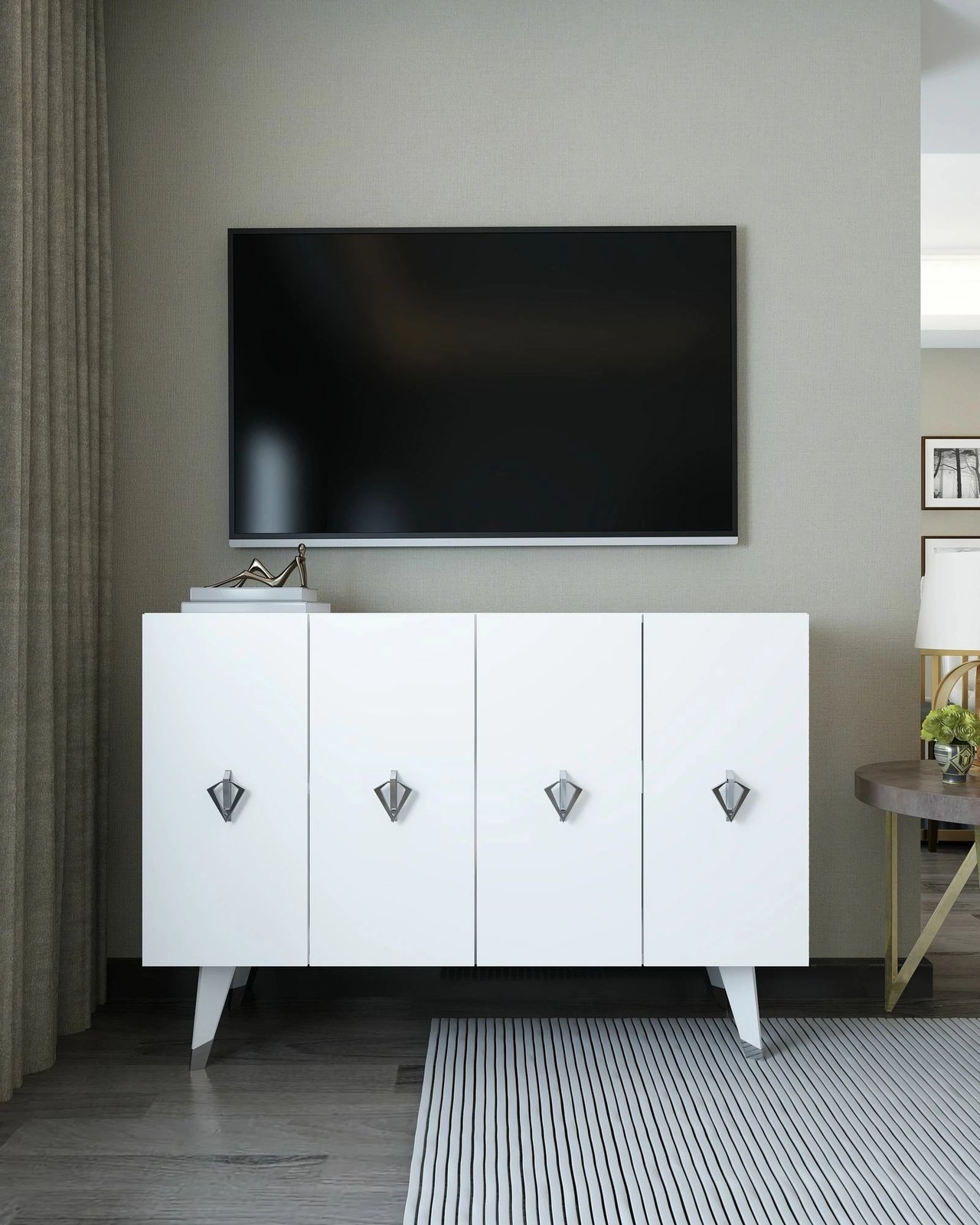 Konsolë Skye Decor, 8163KM-32, e bardhë, argjend