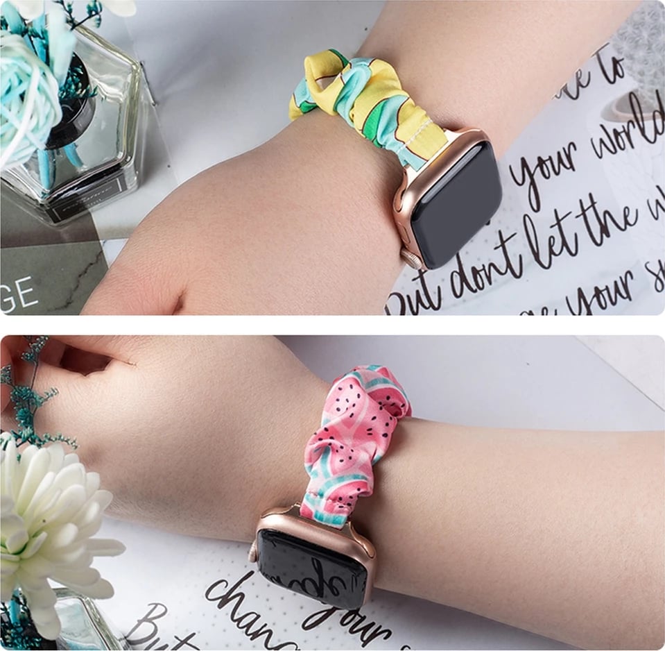 Rrip tekstili për Apple Watch Hurtel, model me ananas, elastik, i bardhë Rrip tekstili për Apple Watch Hurtel, model me ananas, elastik, i bardhë