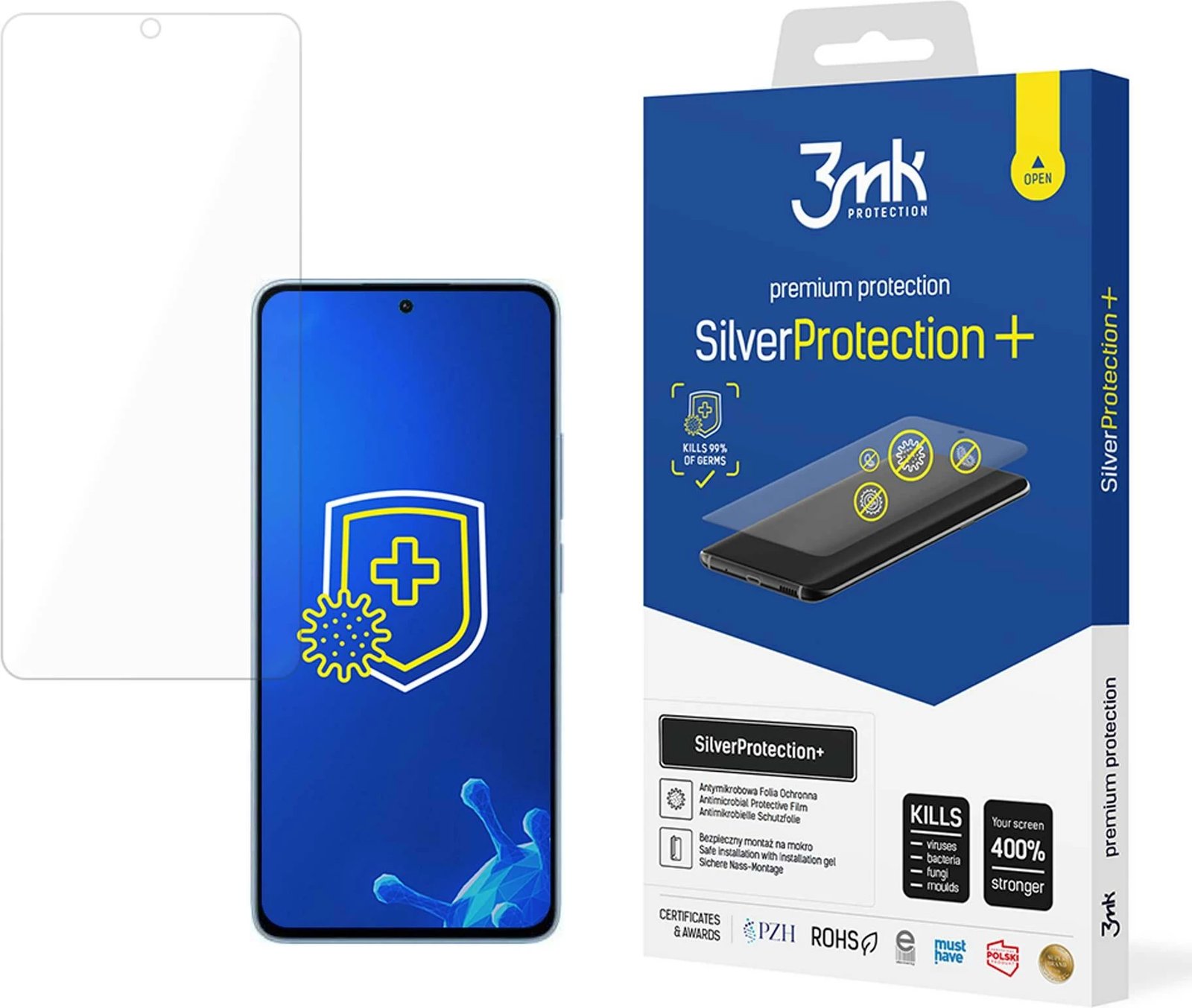 Folie mbrojtëse antibakteriale 3mk SilverProtection+ për Xiaomi Redmi Note 13 4G, Transparent