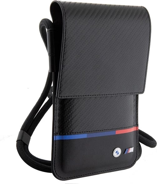 Çantë portofol BMW Carbon Tricolor Line, për celular, e zezë Çantë portofol BMW Carbon Tricolor Line, për celular, e zezë