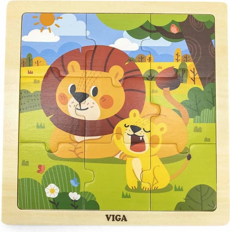 Puzzle druri, Viga, Lion, 9 copa, shumëngjyrësh