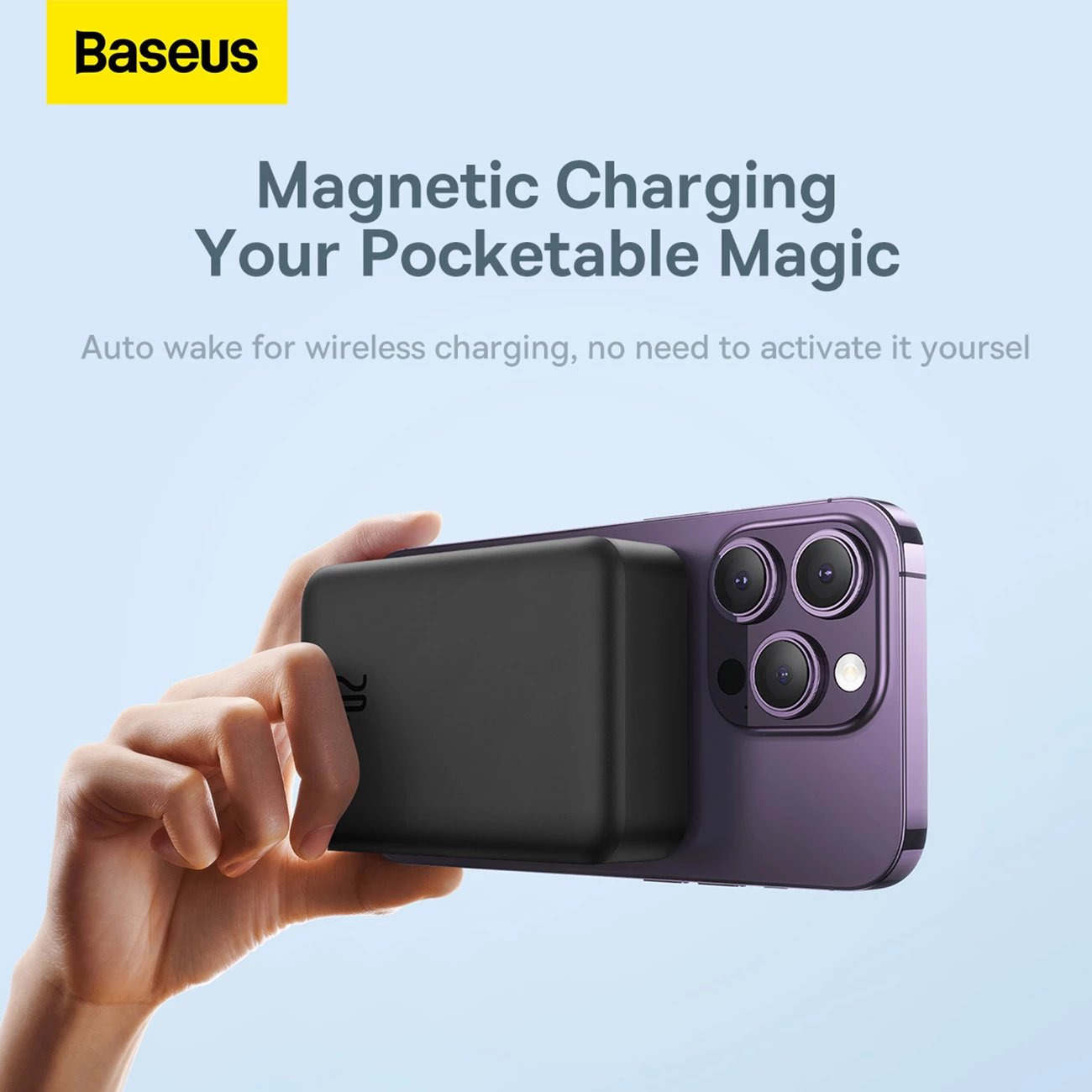 Powerbank Baseus Magnetic Mini 20000 mAh 20W me kabllo USB-C/USB-C, e zezë