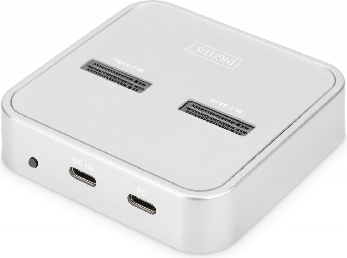 Docking station Digitus DA-71546 për SSD M.2 NVMe/SATA dhe SD-Express, Argjendtë