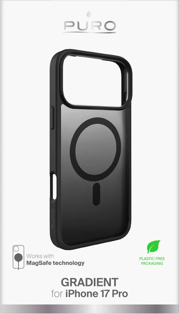 Mbështjellës Puro Gradient për iPhone 17 Pro, TPU, MagSafe, zi