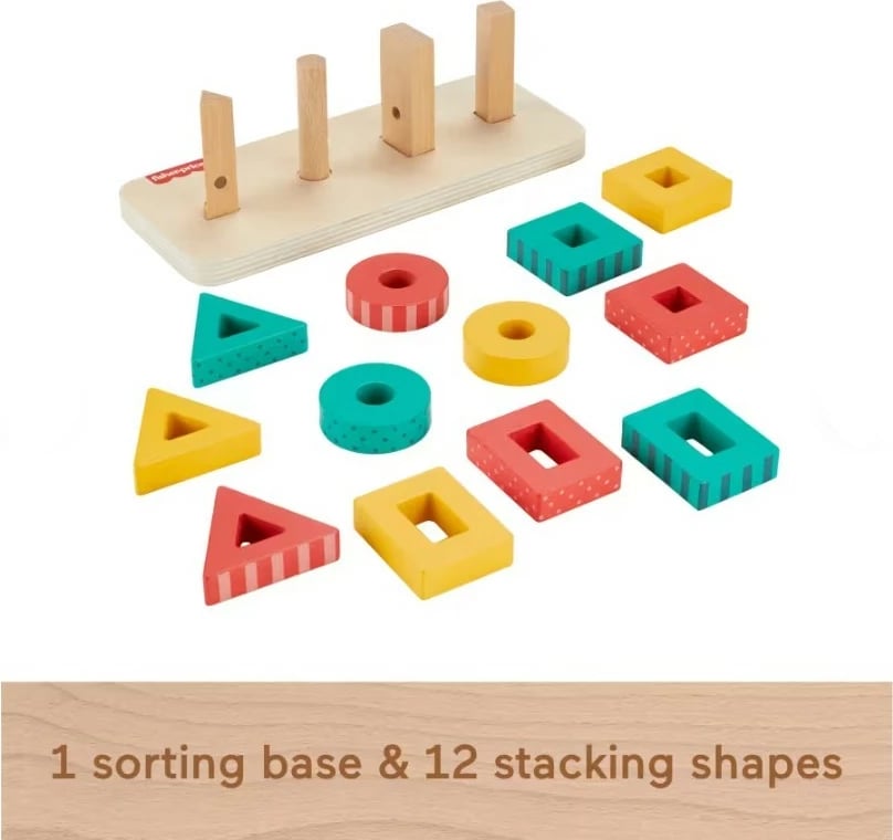 Lodër druri Fisher Price HXV05 sorter forma, për fëmijë, shumëngjyrëshe