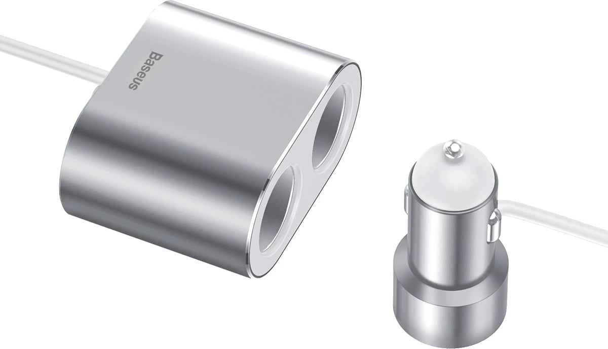 Karikues veture Baseus CRDYQ-0S, 2x dalje çakmaku 80W, 2x USB-A 3.1A, argjend