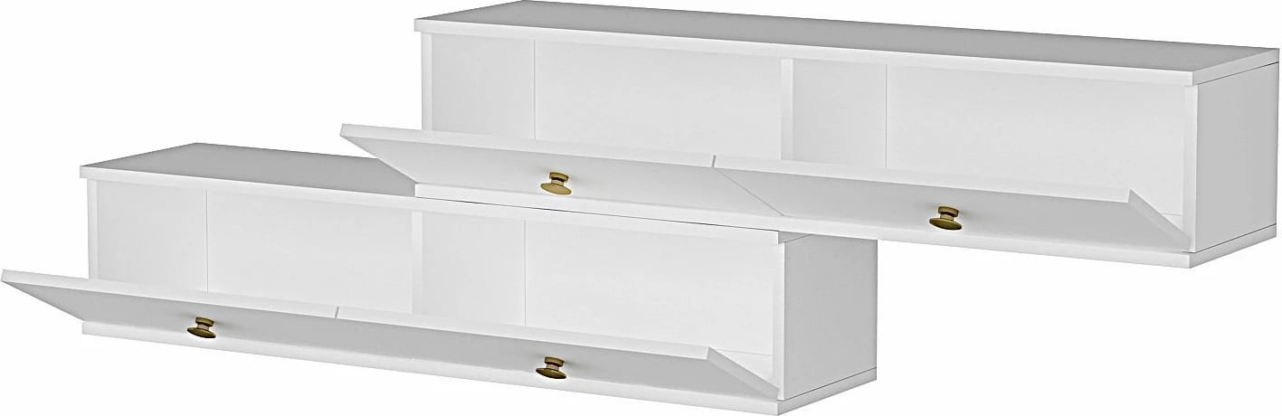 Komodë TV Zuzu Double, e bardhë, Skye Decor