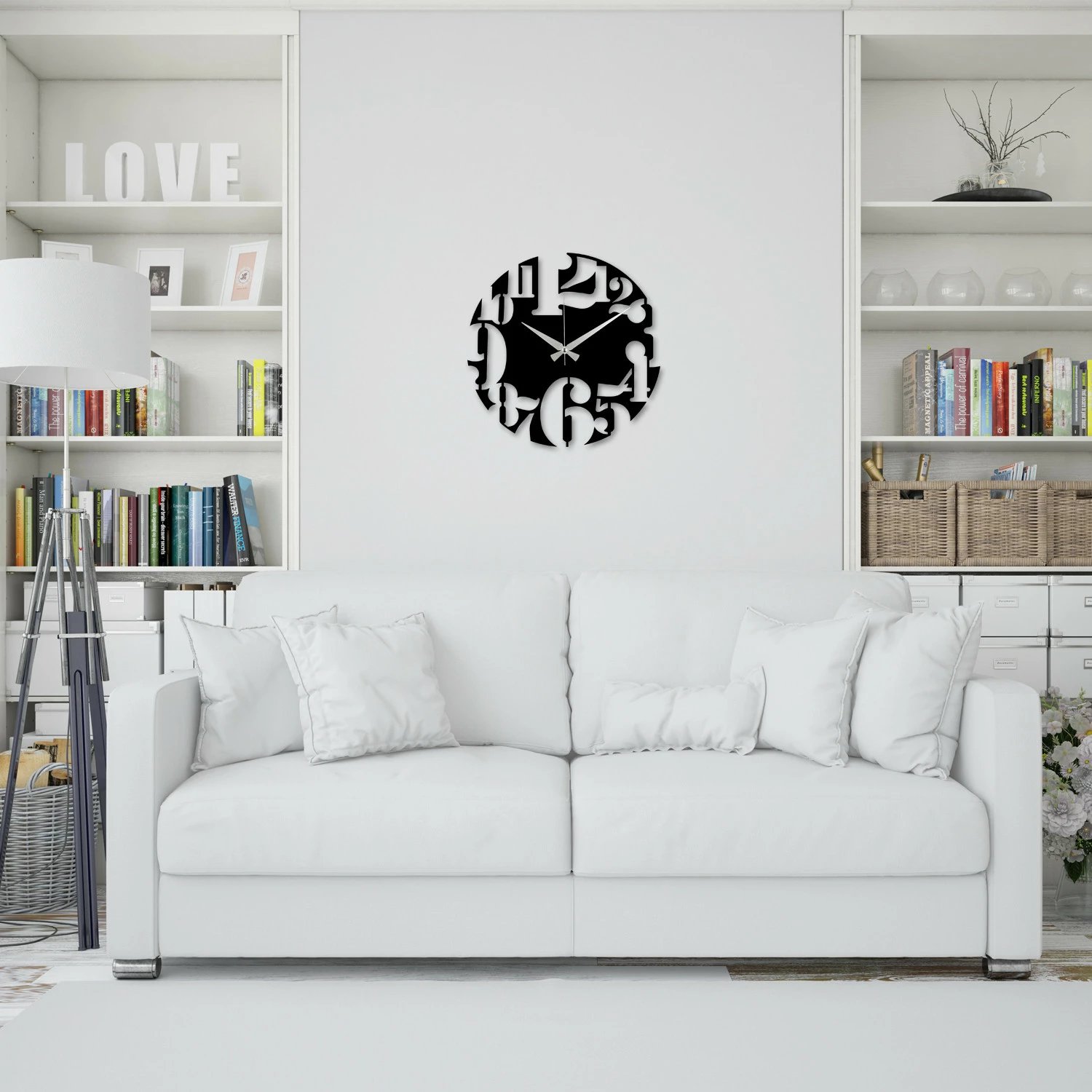 Orë muri dekorative metalike Wallity, Enzoclock - S001, e zezë, 48x48cm