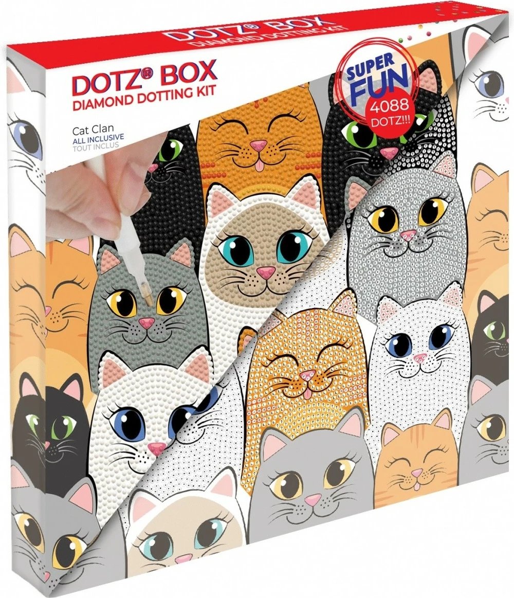Set mozaikësh Diamond Dotz Dante Cat Clan Box, shumëngjyrësh, 28x28cm