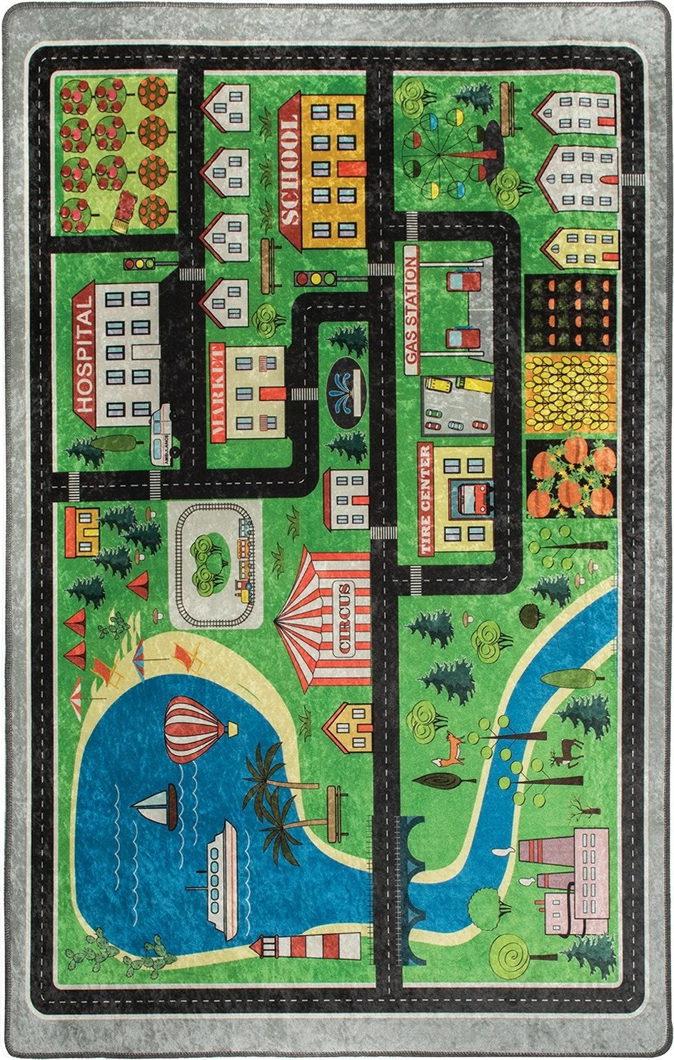 Qilim për fëmijë, shumëngjyrësh, 100x160cm, Hypnose Traffic
