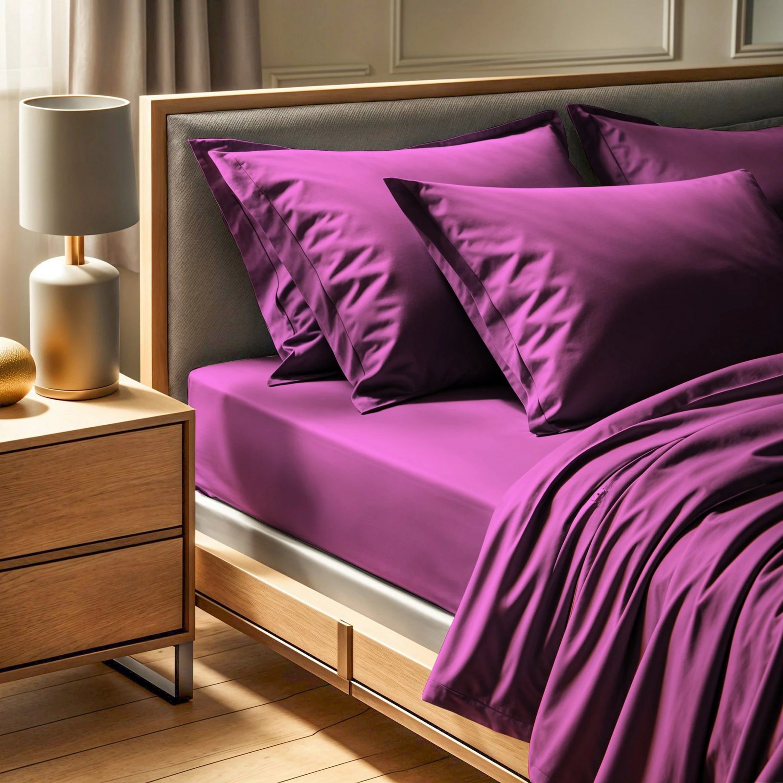 Çarçaf i vogël me lastik, ranforce, ngjyrë vjollcë, L'essentiel, 90x190+30cm